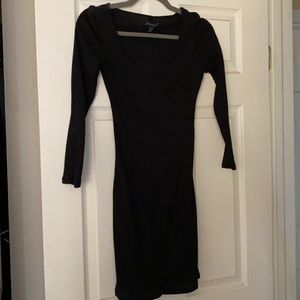 Black fitted sweater dress
